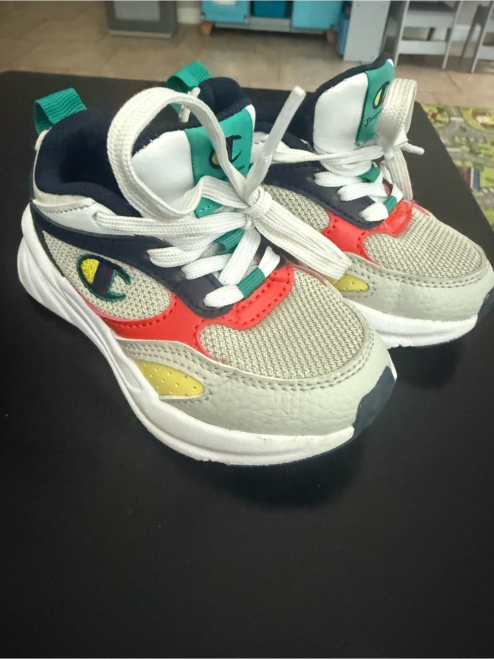 Champion Toddler Running Shoes 7T Gray Navy Green Orange Sneakers
